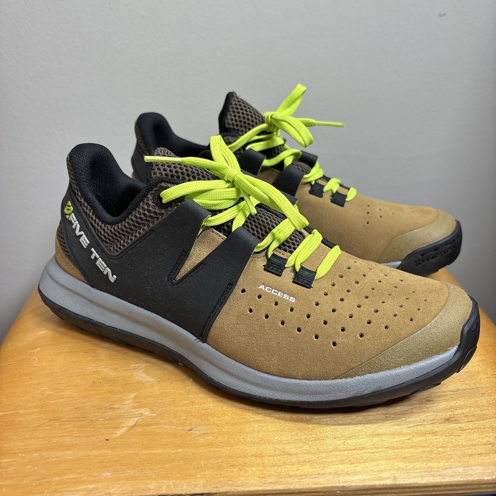 Five Ten Access Shoes Men's 10 mountain Biking Cycling Lace Up Tan Black Neon